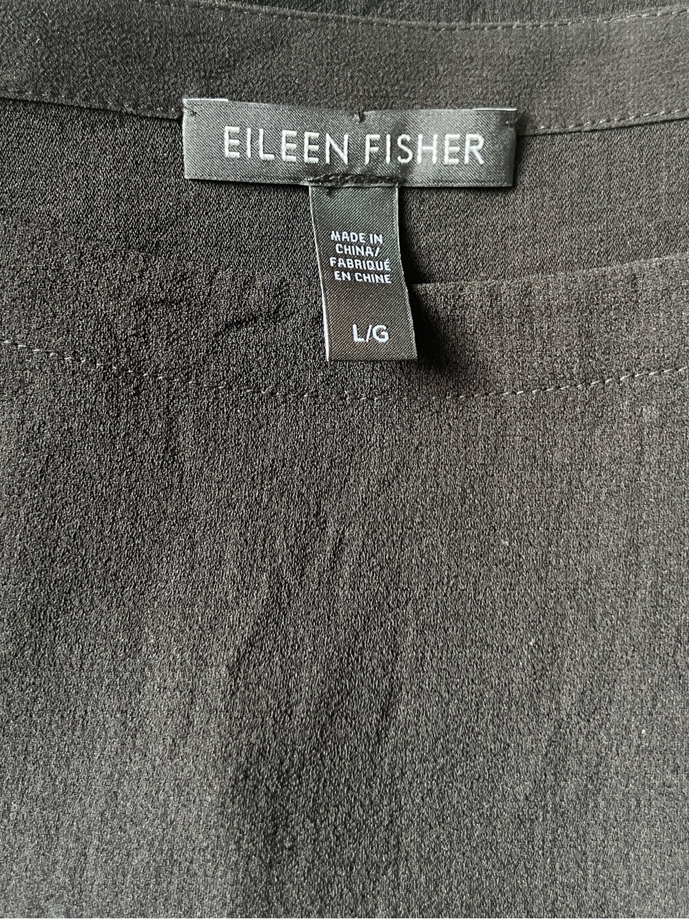 Eileen Fisher 100% Washable Silk Jersey Boat Neck Top Black Size L Lagenlook